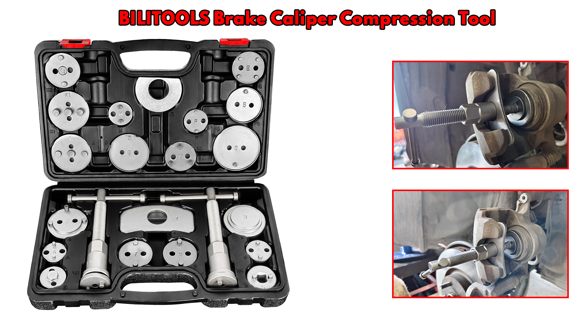 Amazon.com: BILITOOLS Brake Caliper Compression Tool, 22-Piece